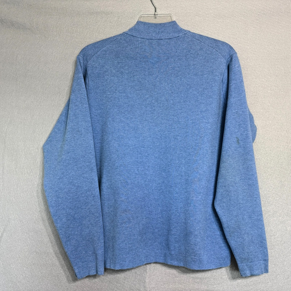 Peter Millar Mens Crown Comfort 1/4 Zip Sweater Blue Interlock Size L Prep Golf - Picture 2 of 6